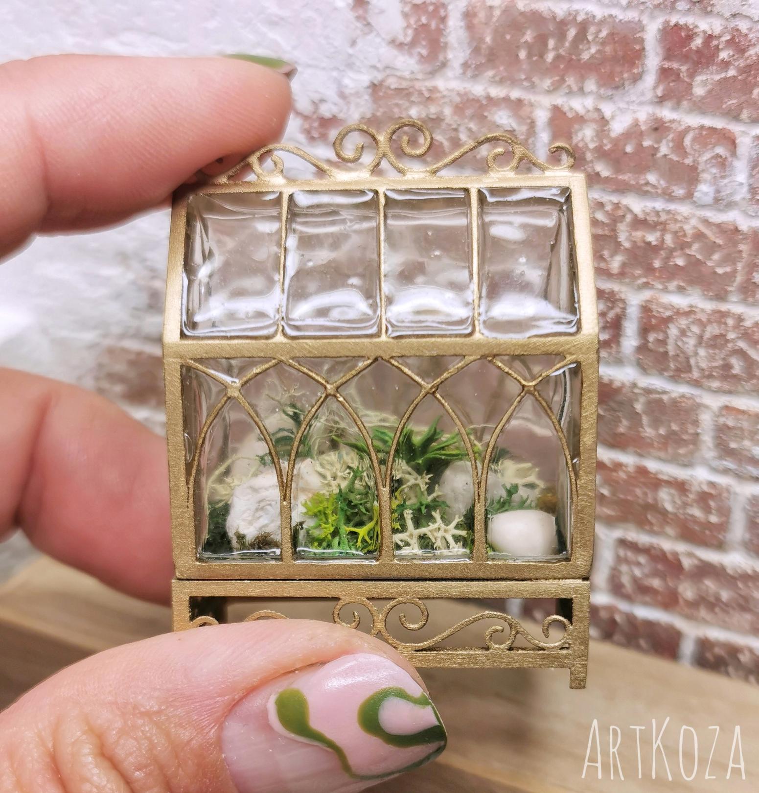 Classic big brass greenhouse with windows Classic big brass greenhouse with windows